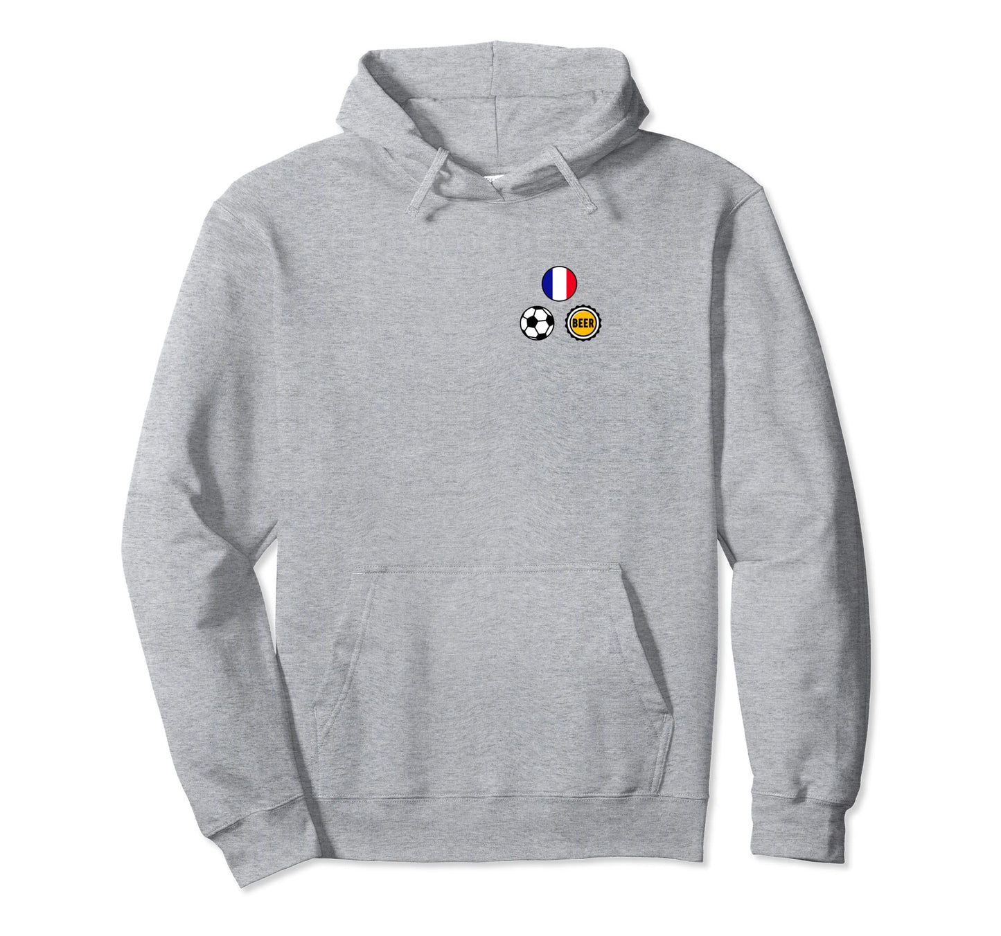 France Flag Soccer Beer Pocket Hoodie - Novelty Apparel for Adults - T-Shirt, Sweatshirt, Hoodie