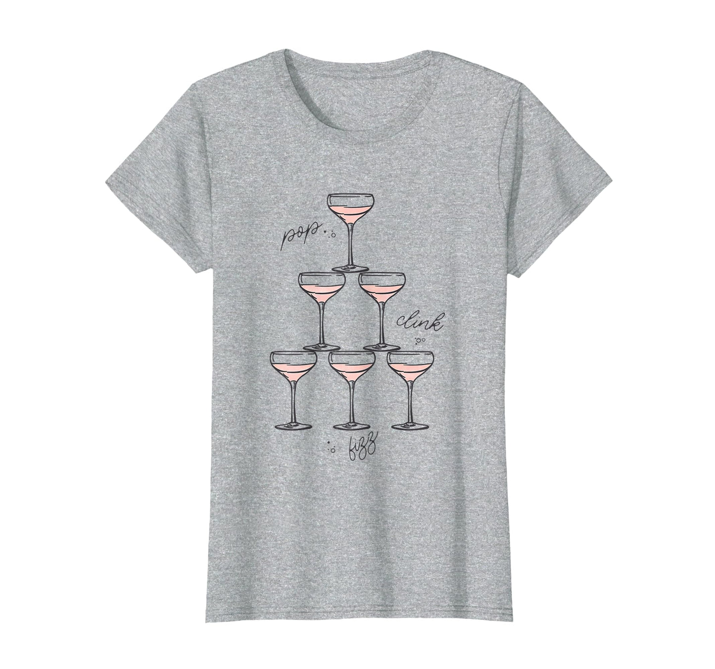 Pop Clink Fizz Champagne Tower Portrait T-Shirt - Trendy Graphic Men Women - T-Shirt, Sweatshirt, Hoodie