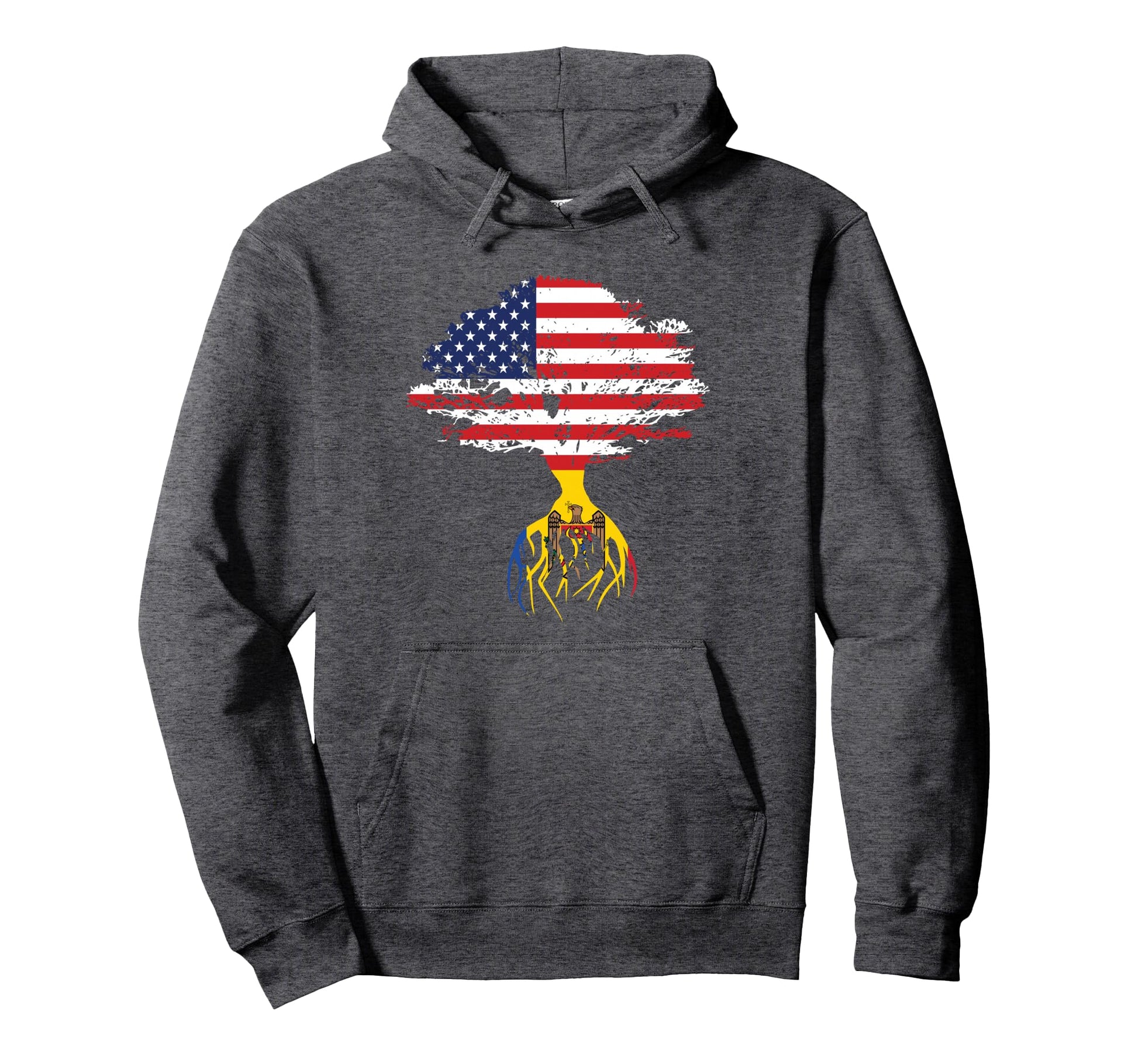 Moldovan Roots American Flag Moldova Gifts Hoodie - Streetwear Style Unisex - T-Shirt, Sweatshirt, Hoodie