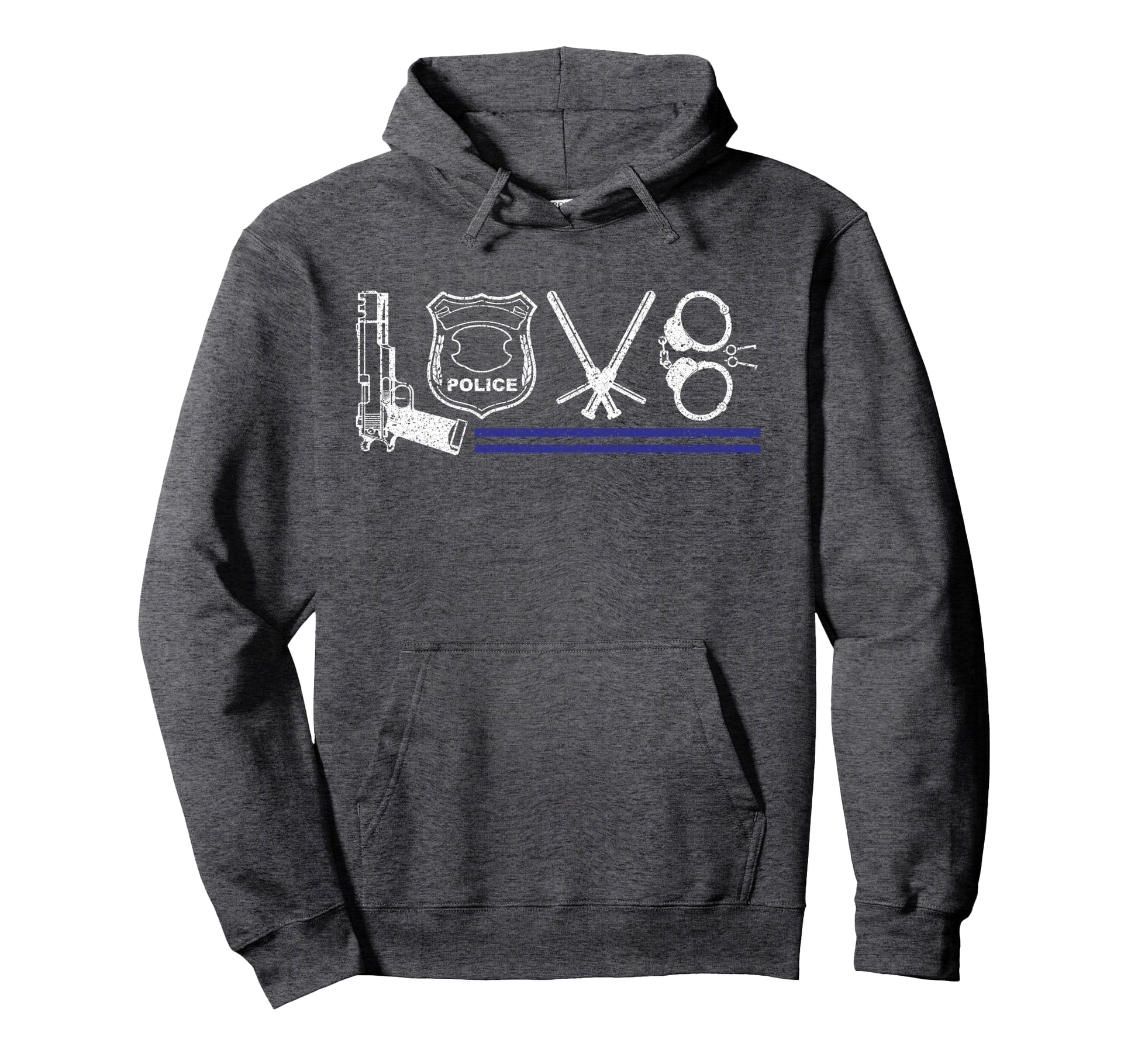 Police And Law Enforcement Love Blue Hoodie - Fun Novelty Design Men Women - T-Shirt, Sweatshirt, Hoodie