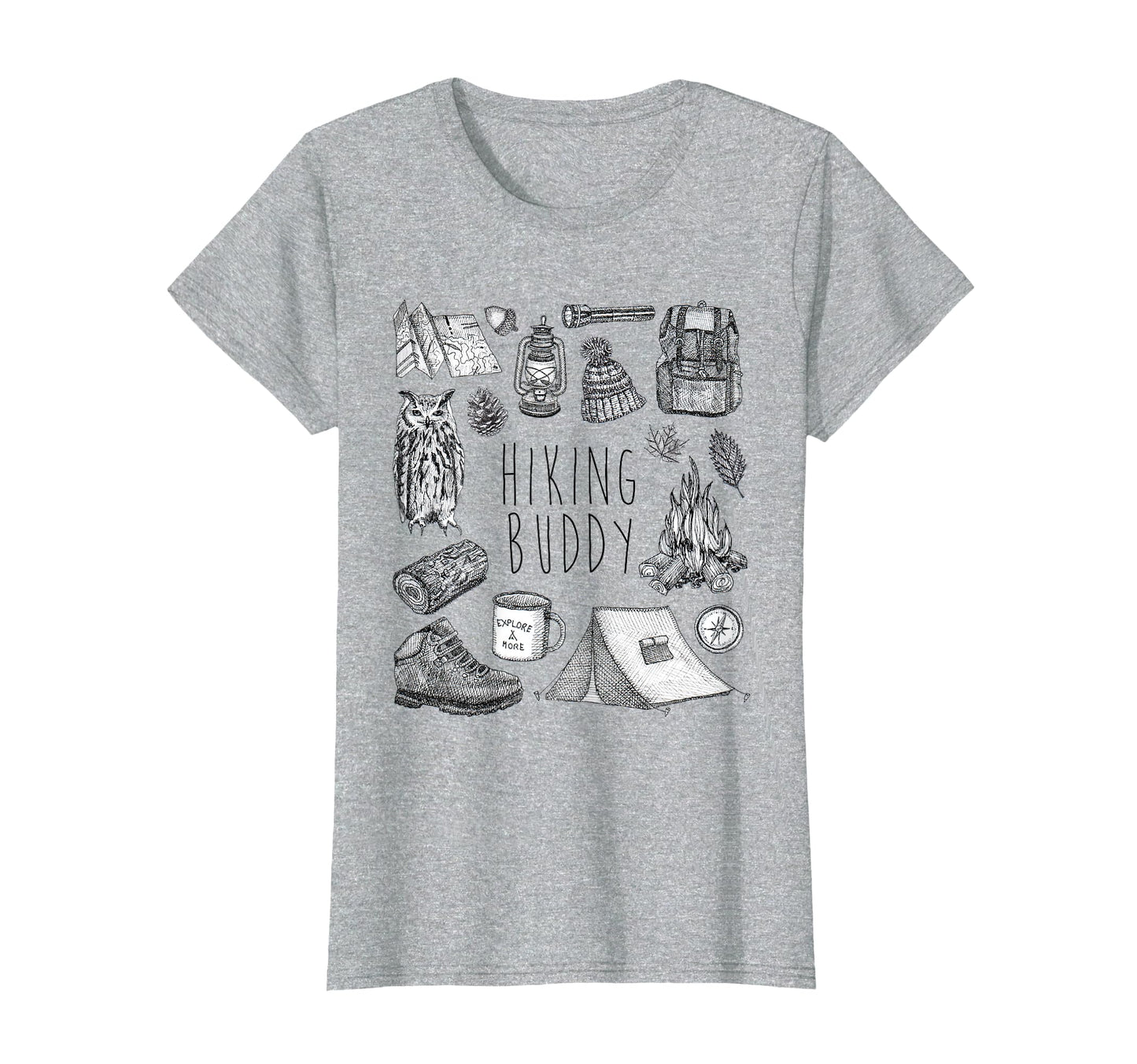 Hiking Buddy Fun Walking Mens Womens T-Shirt - Minimalist Print for Adults - T-Shirt, Sweatshirt, Hoodie