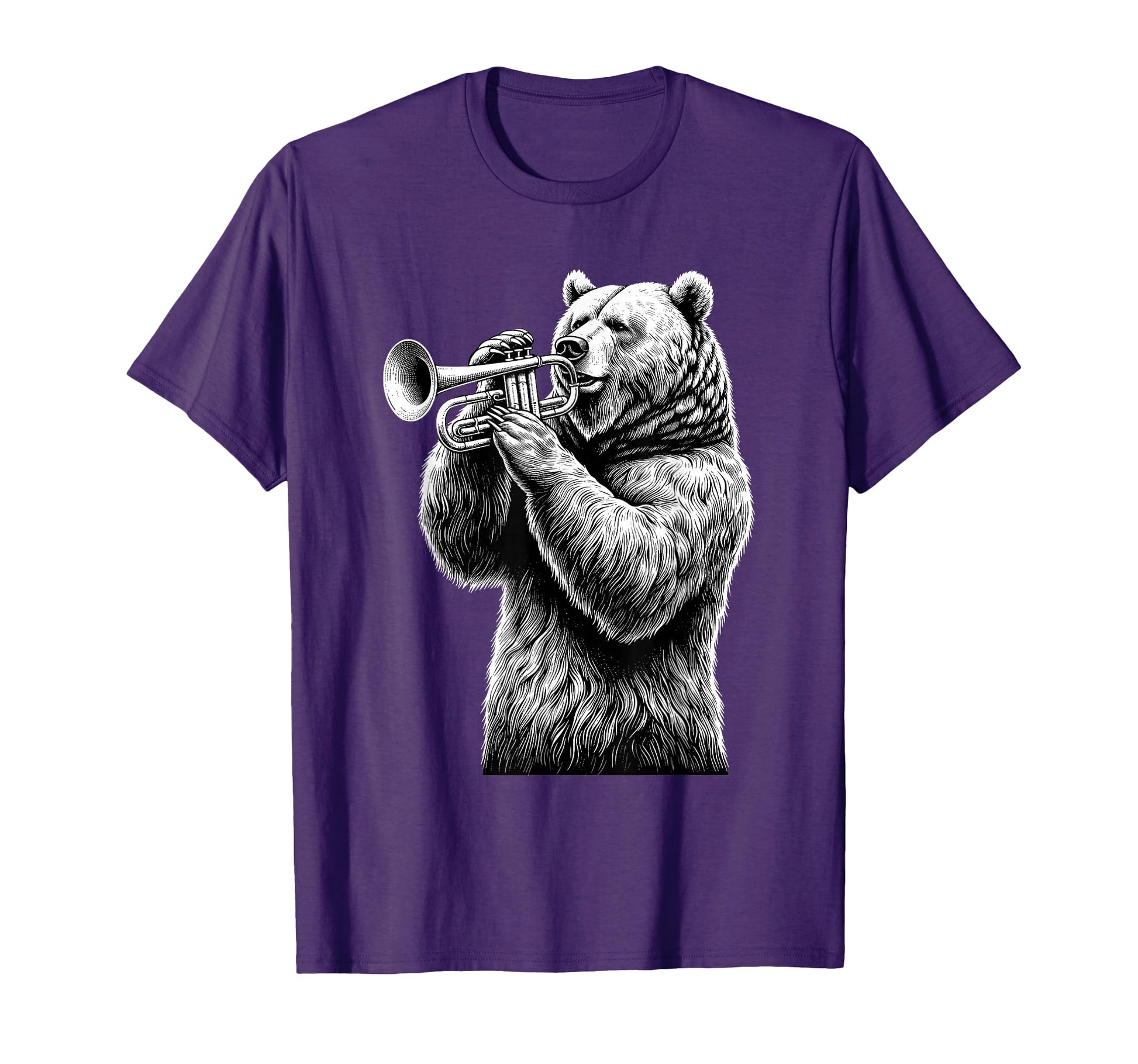 Bear Playing Trumpet Trumpeter Instrument T-Shirt - Trendy Graphic Unisex - T-Shirt, Sweatshirt, Hoodie