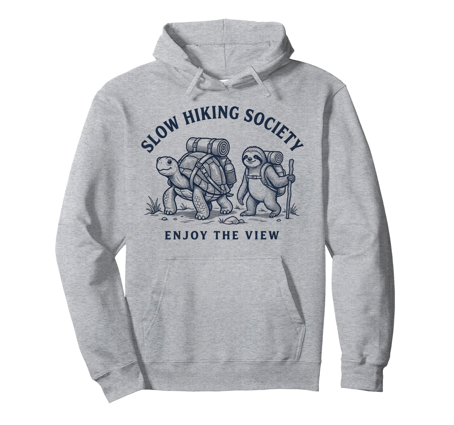 Slow Hiking Society Enjoy View Sloth Hoodie - Graphic Print Men Women - T-Shirt, Sweatshirt, Hoodie