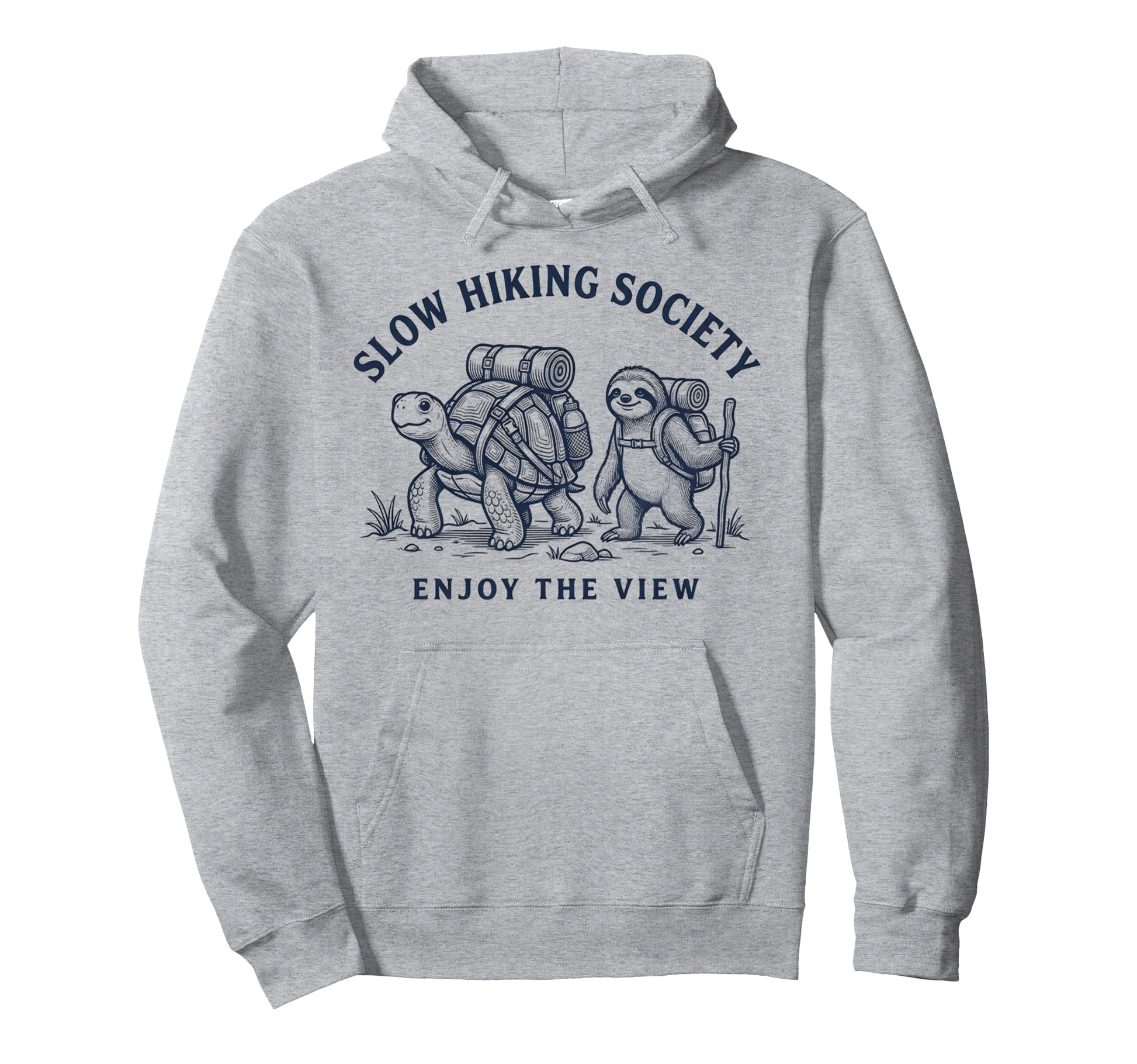 Slow Hiking Society Enjoy View Sloth Hoodie - Graphic Print Men Women - T-Shirt, Sweatshirt, Hoodie