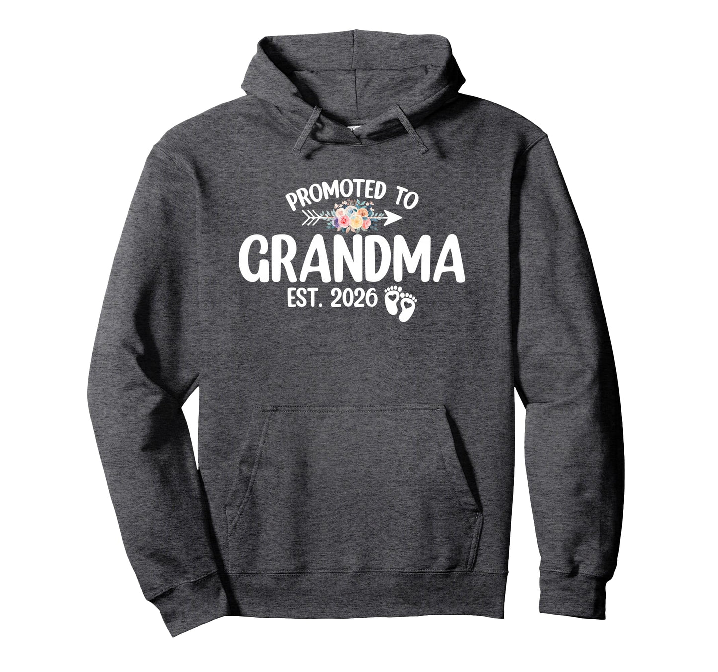 Promoted To Grandma 2026 Floral Hoodie - Aesthetic Graphic Men Women - T-Shirt, Sweatshirt, Hoodie