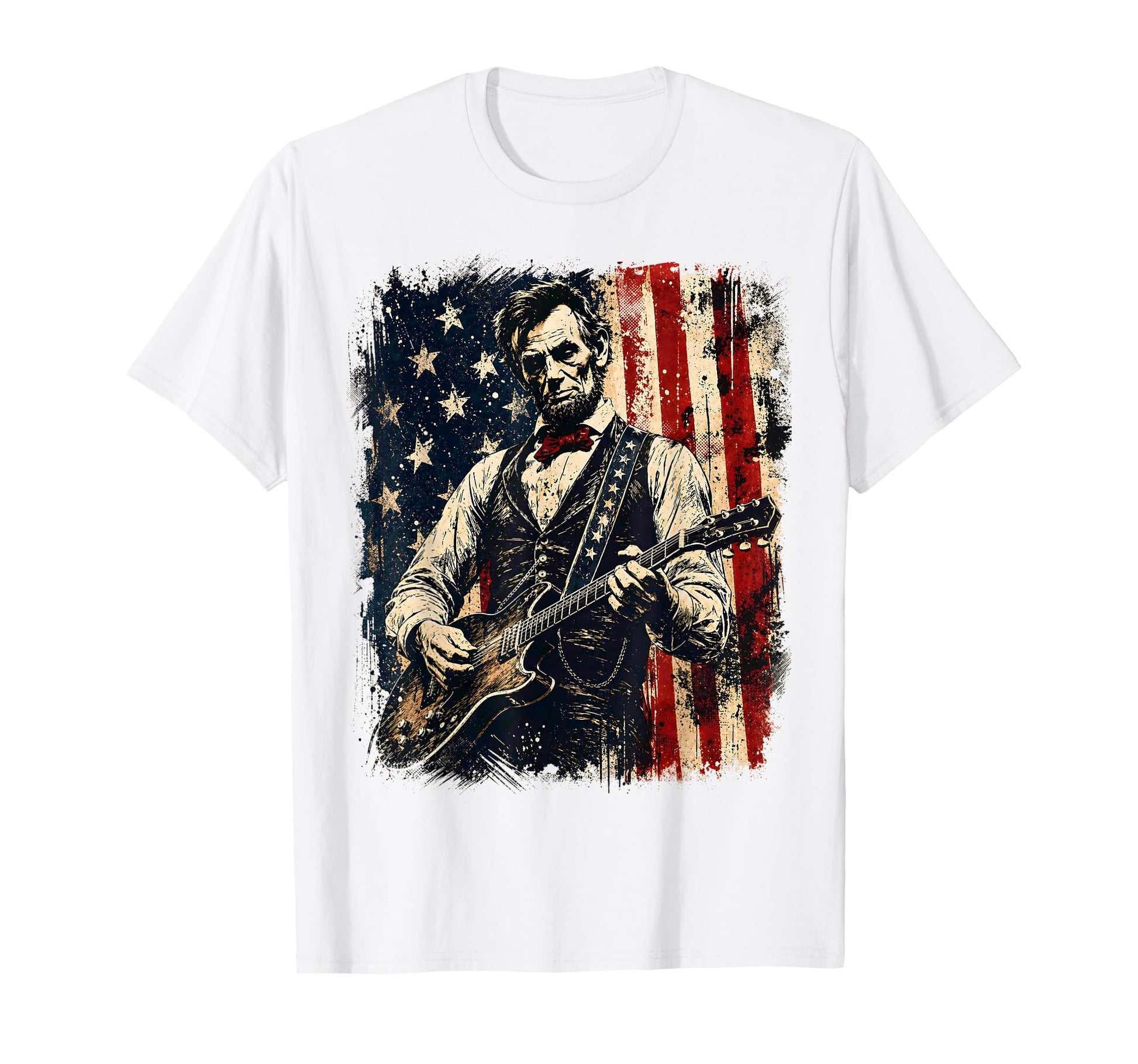 Abraham Lincoln Playing Guitar T-Shirt - Fun Novelty Design for Adults - T-Shirt, Sweatshirt, Hoodie