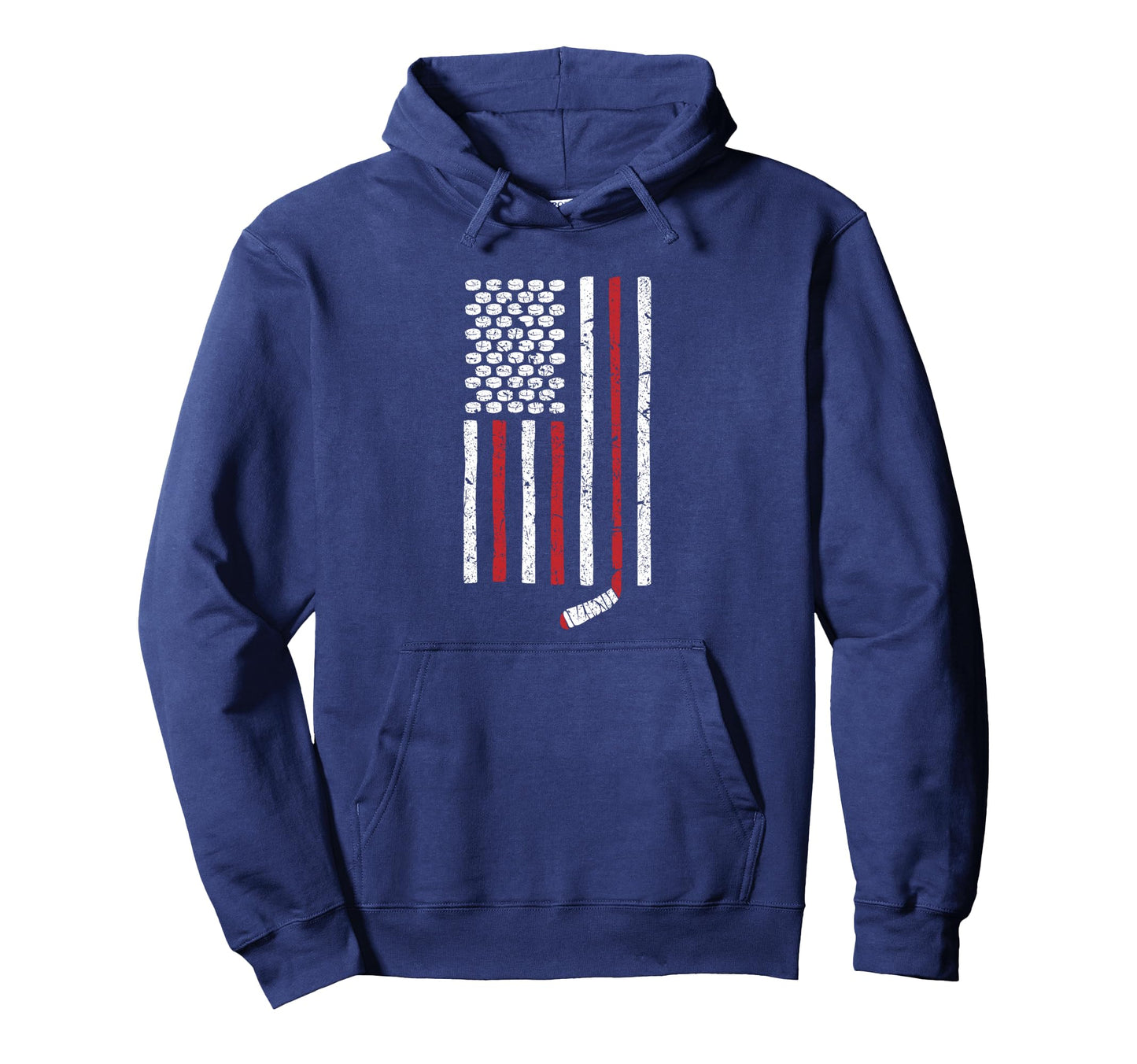 Hockey Stick And Puck American Flag Hoodie - Trendy Graphic Unisex - T-Shirt, Sweatshirt, Hoodie
