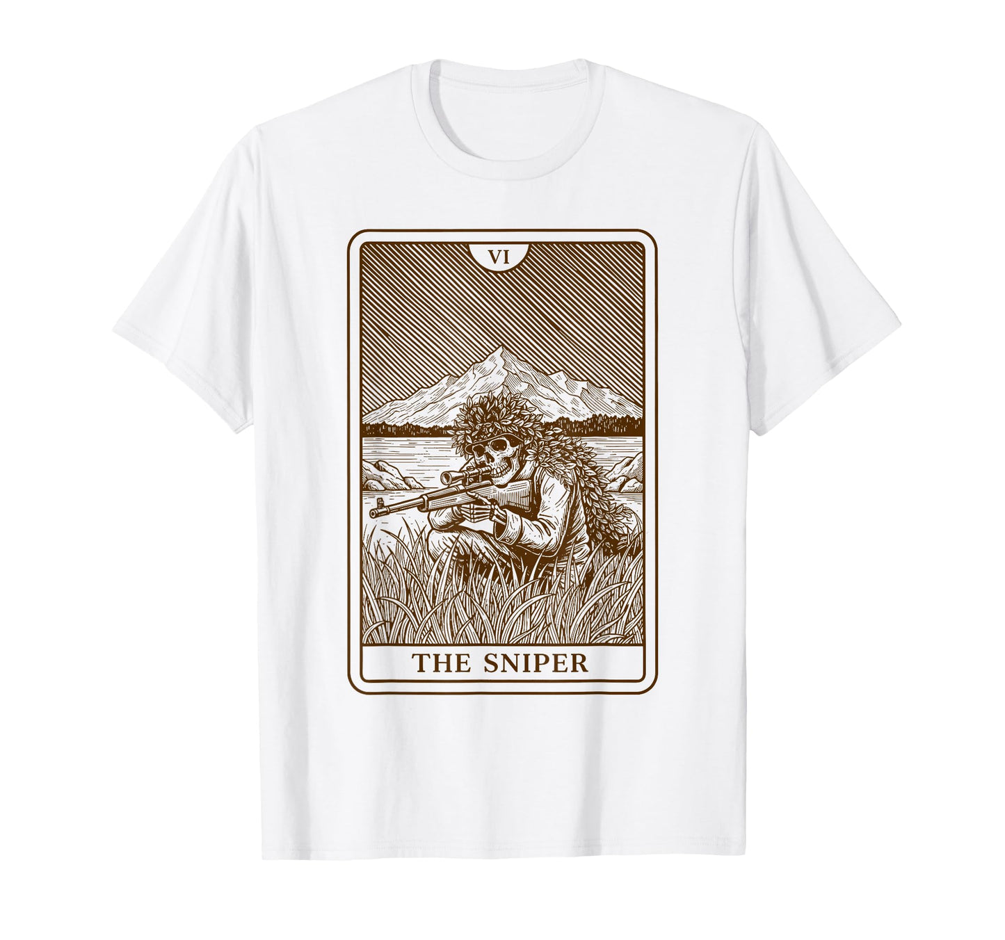 Sniper Tarot Card Sniper Skeleton T-Shirt - Aesthetic Graphic for Adults - T-Shirt, Sweatshirt, Hoodie