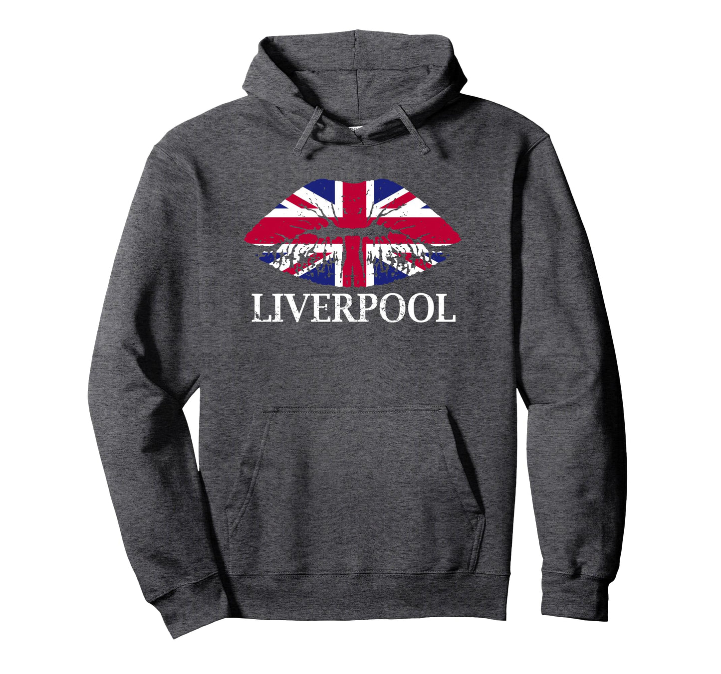 Liverpool England British Flag Lips Hoodie - Minimalist Print Men Women - T-Shirt, Sweatshirt, Hoodie