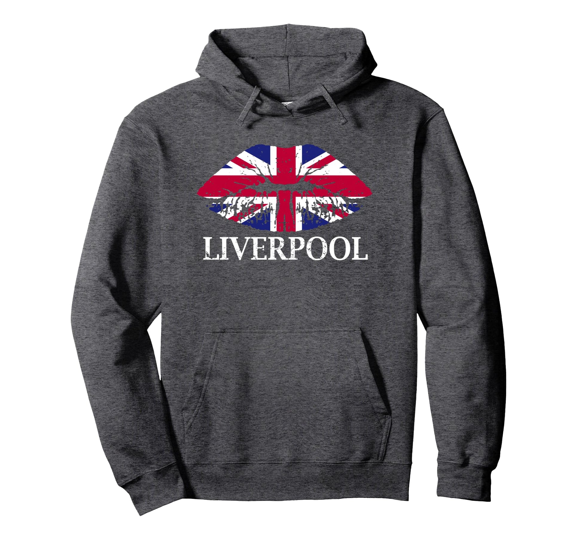 Liverpool England British Flag Lips Hoodie - Minimalist Print Men Women - T-Shirt, Sweatshirt, Hoodie