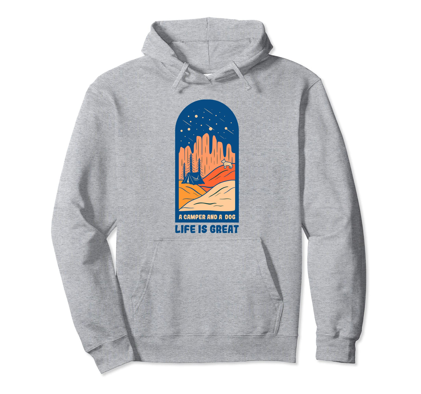 Camper And Dog Life Is Great Camping Hoodie - Minimalist Print Men Women - T-Shirt, Sweatshirt, Hoodie