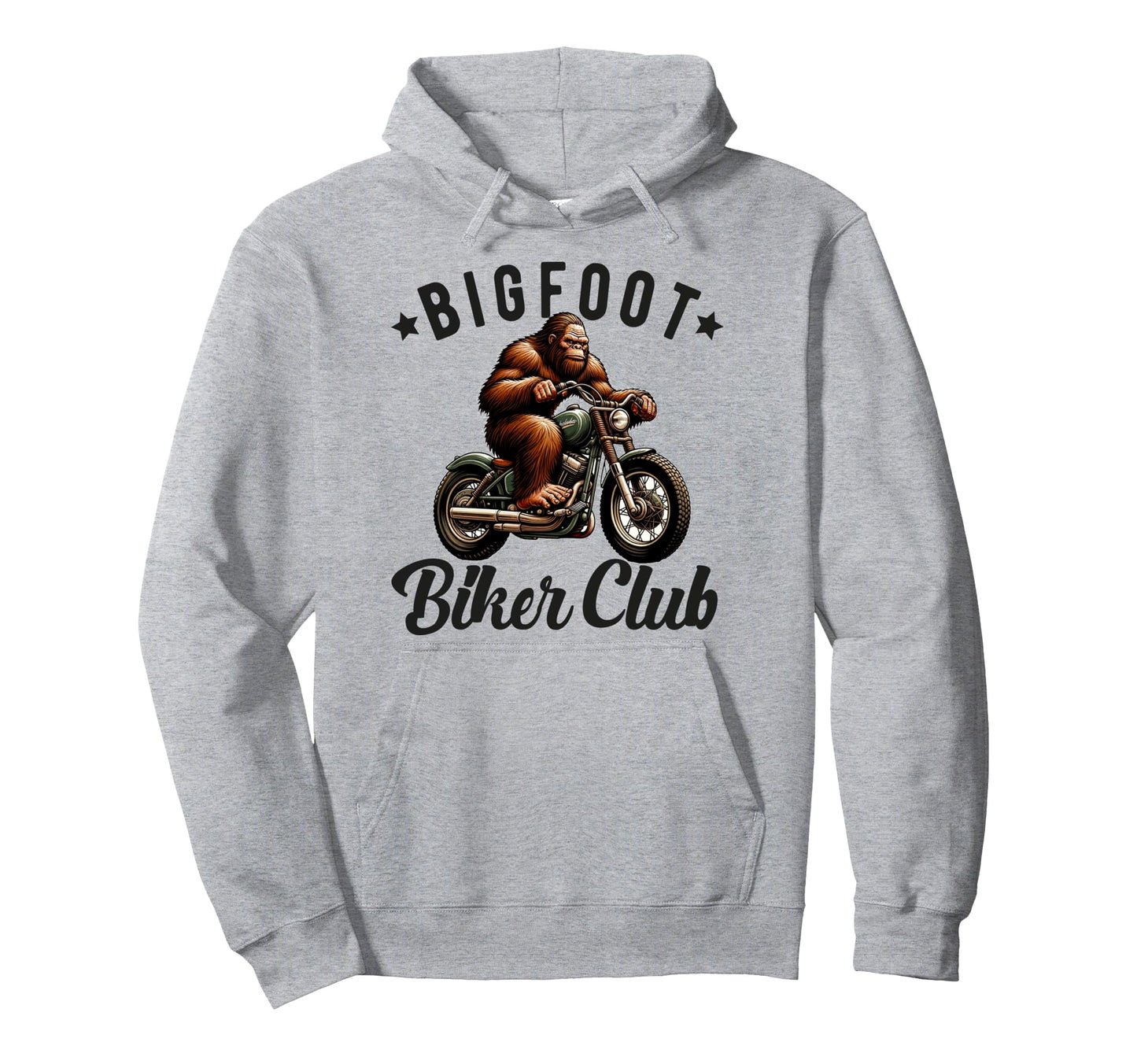 Bigfoot Motorcycle Sasquatch Dad Biker Hoodie - Unique Graphic Unisex - T-Shirt, Sweatshirt, Hoodie