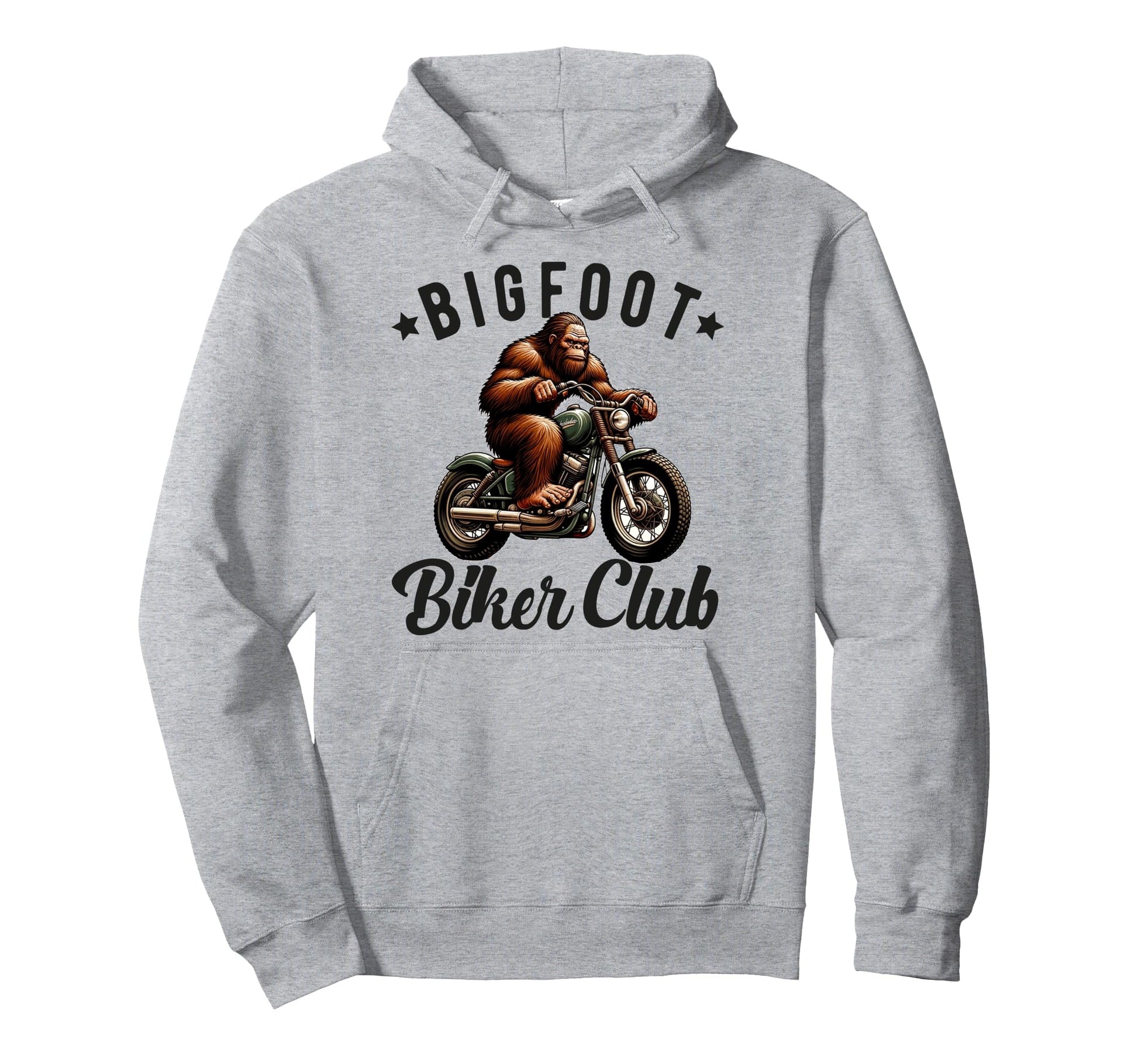 Bigfoot Motorcycle Sasquatch Dad Biker Hoodie - Unique Graphic Unisex - T-Shirt, Sweatshirt, Hoodie