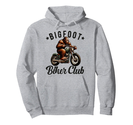 Bigfoot Motorcycle Sasquatch Dad Biker Hoodie - Unique Graphic Unisex - T-Shirt, Sweatshirt, Hoodie