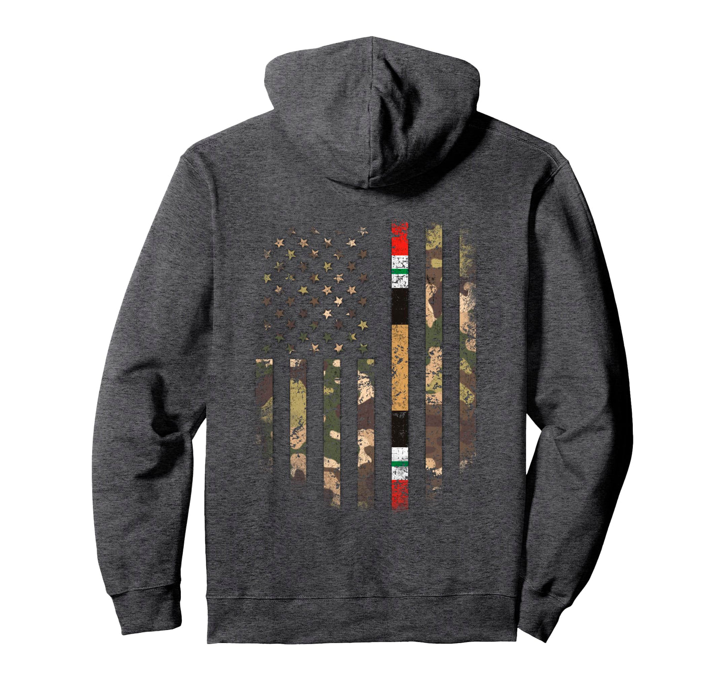 Proud Iraq War Veteran Camo Us Flag Hoodie - Custom Art Print for Adults - T-Shirt, Sweatshirt, Hoodie