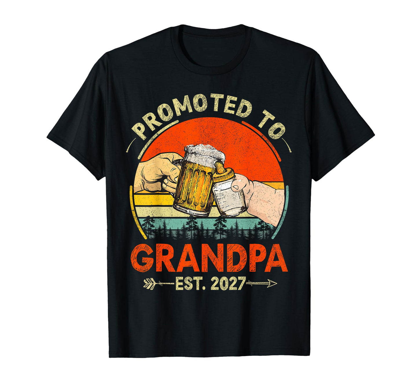 Promoted To Grandpa Est 2027 New Dad T-Shirt - Custom Art Print Unisex - T-Shirt, Sweatshirt, Hoodie