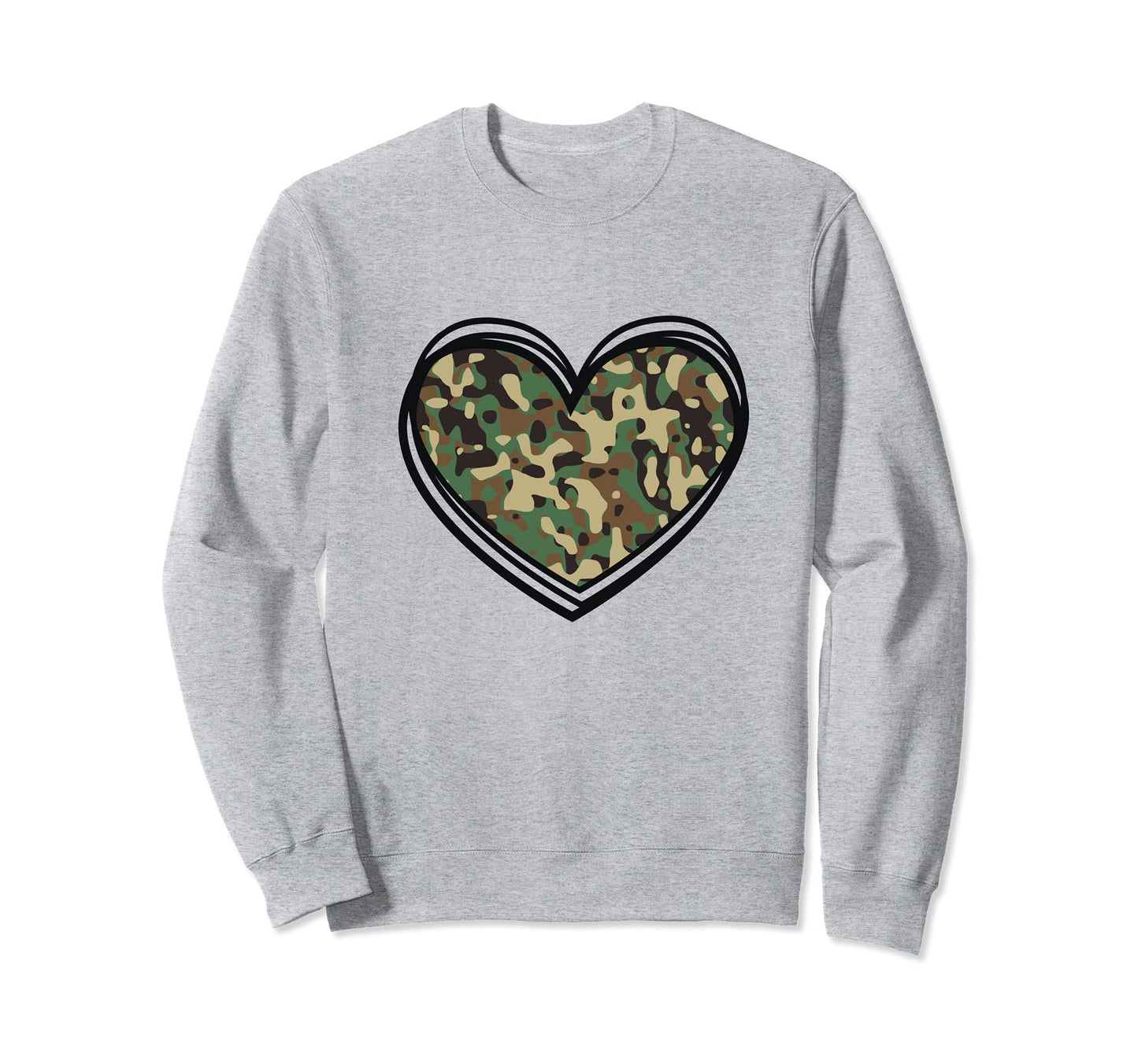 Camo Heart Camouflage Military Sweatshirt - Unique Graphic Men Women - T-Shirt, Sweatshirt, Hoodie