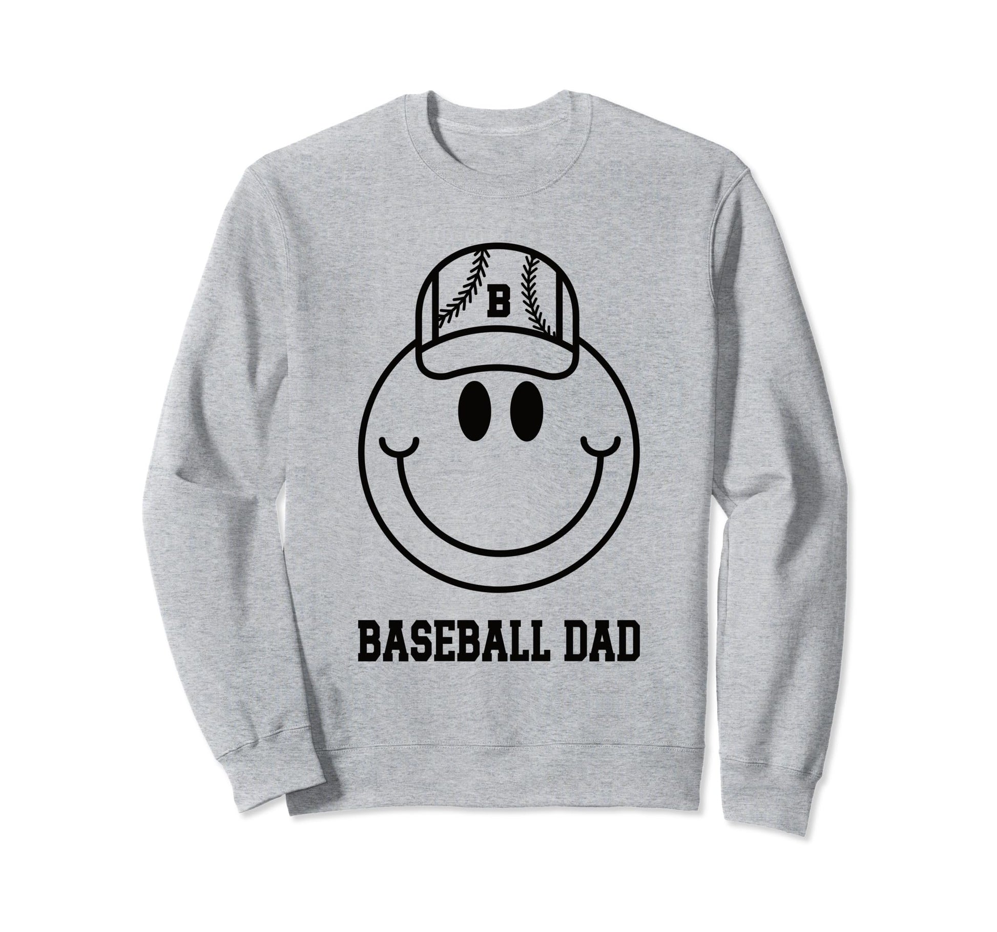 Baseball Dad Smile Face Sweatshirt - Casual Everyday Wear Men Women - T-Shirt, Sweatshirt, Hoodie