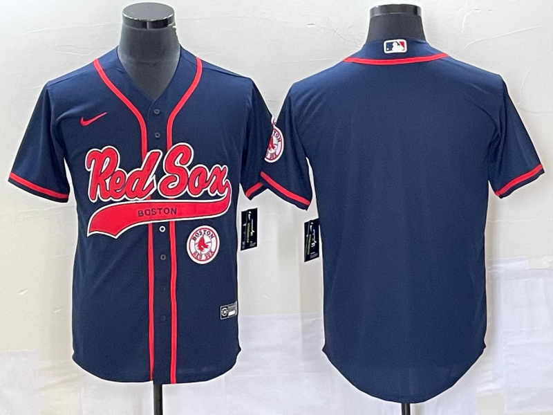 Men's Boston Red Sox Navy Blank Jersey baseball jersey product view 1