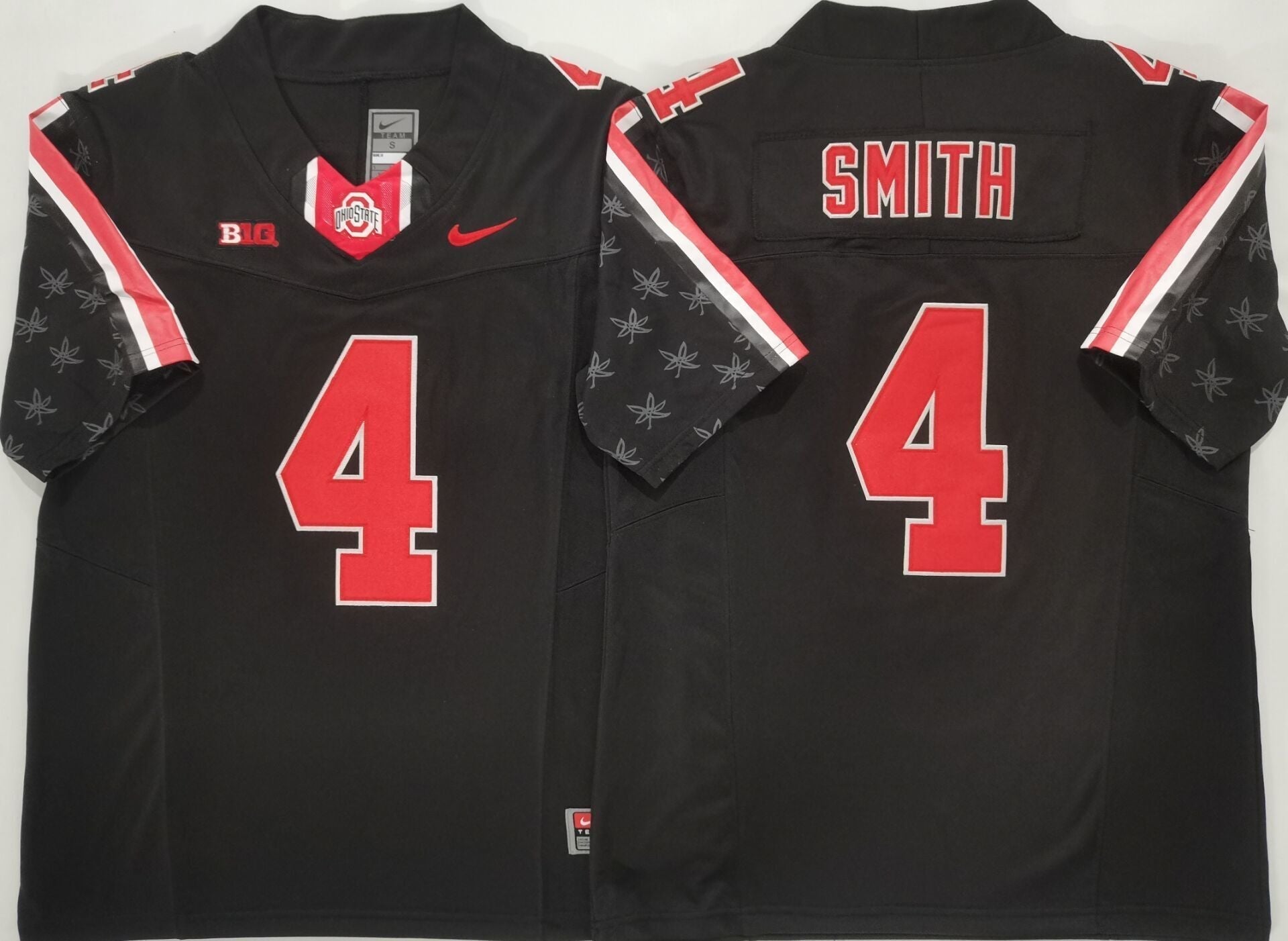 Men's Ohio State Buckeyes Jeremiah Smith #4 Black Player Game Jersey sports jersey product view 1