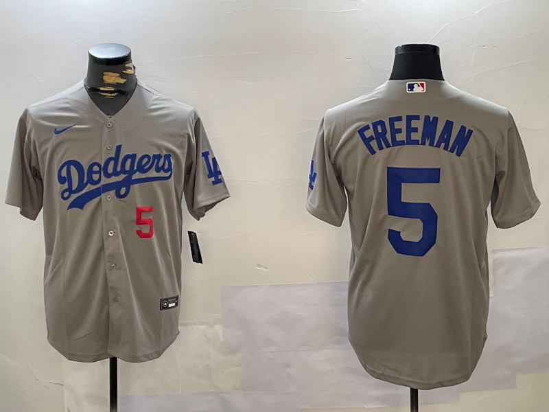 Men's Los Angeles Dodgers Freddie Freeman Gray Stitched Jersey baseball jersey product view 1