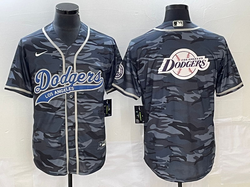Men's Los Angeles Dodgers Grey Camouflage Player Jersey Joint Edition baseball jersey product view 1