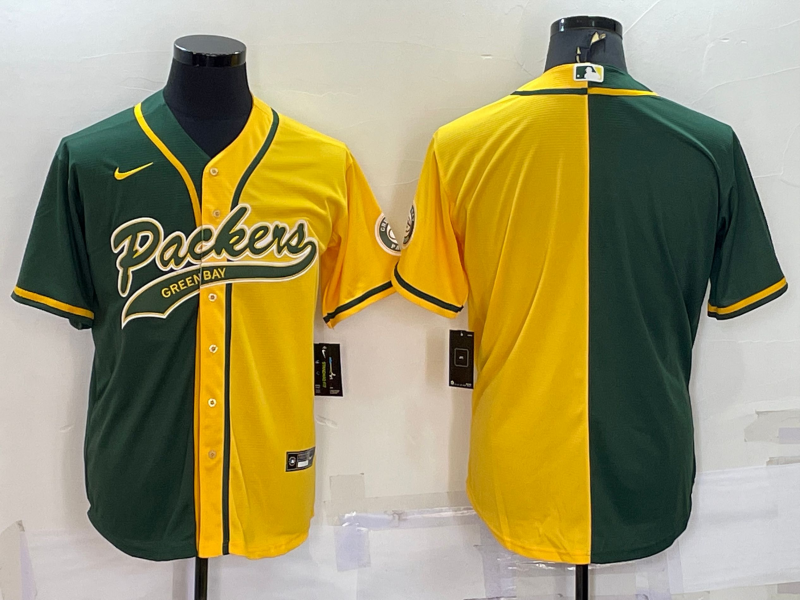 Men's Green Bay Packers Green/Yellow Blank Jersey1 football jersey product view 1