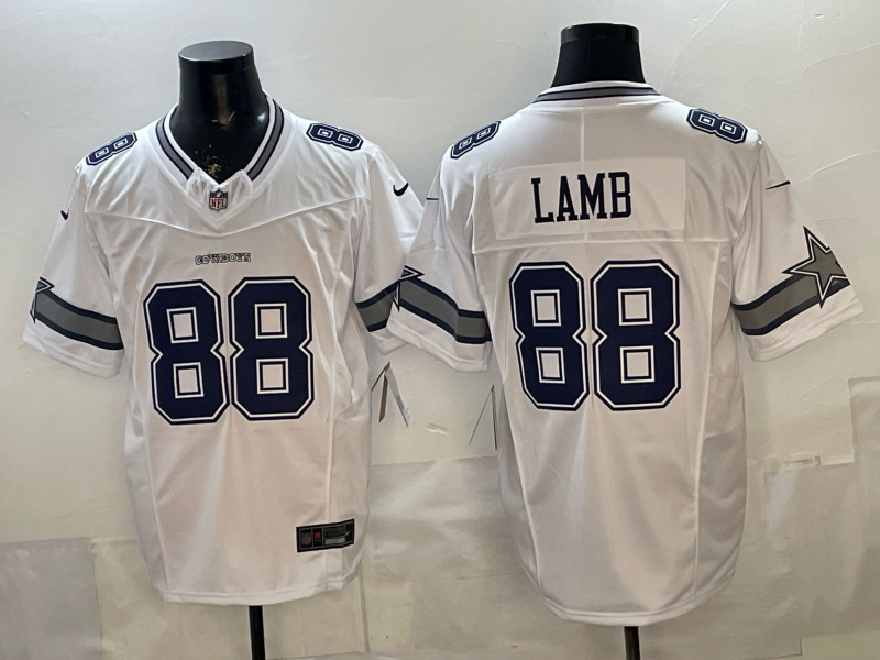 Men's Dallas Cowboys CeeDee Lamb #88 White Game Team Jersey football jersey product view 1