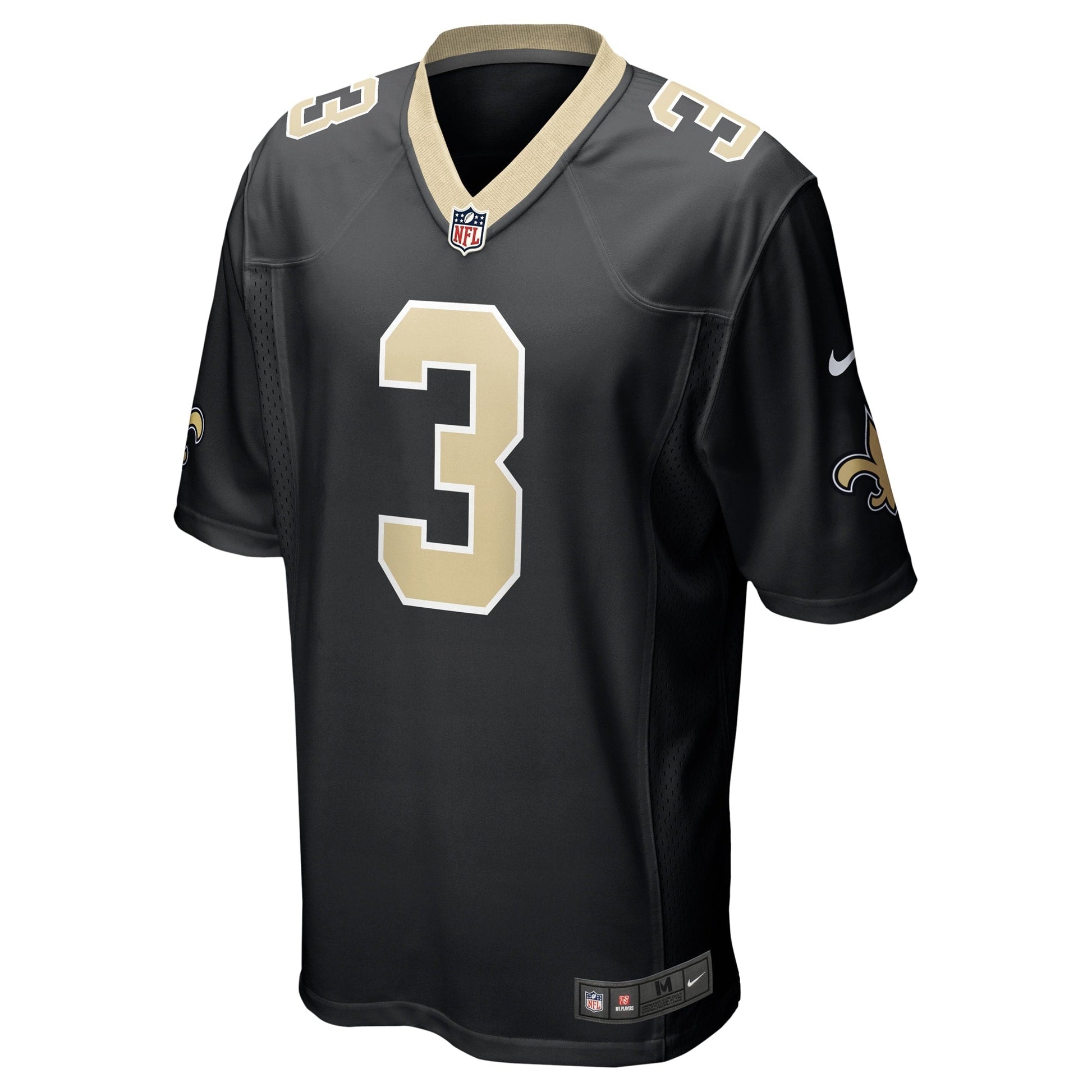 Jake Haener New Orleans Saints Team Game Jersey - Black football jersey product view 2