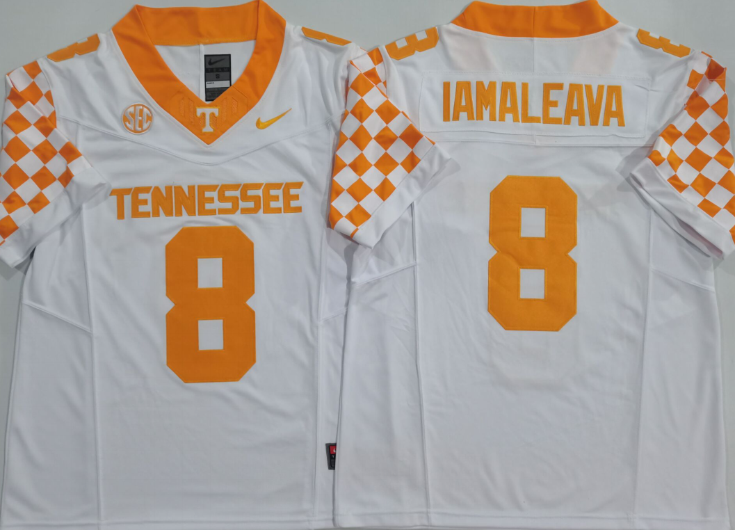 Men's Tennessee Volunteers Nico Iamaleava #8 White Player Jersey sports jersey product view 1