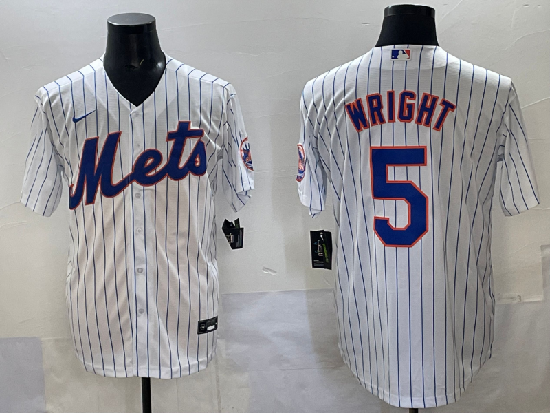 Men's New York Mets David Wright #5 White Home Replica Player Jersey baseball jersey product view 1
