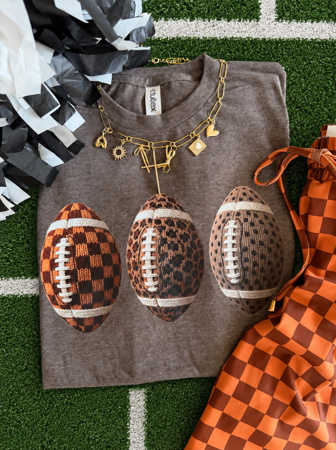 Faux Yarn Footballs Tee Unisex T-shirt, Sweatshirt, Hoodie, Long Sleeve Tee - T-Shirt, Sweatshirt, Hoodie