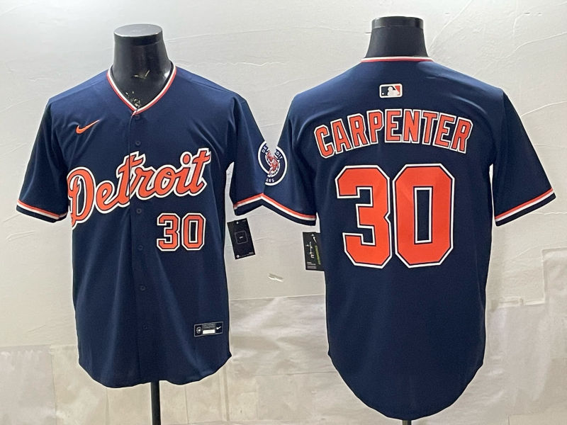 Men's Detroit Tigers Kerry Carpenter #30 Navy Alternate Stadium Jersey baseball jersey product view 1