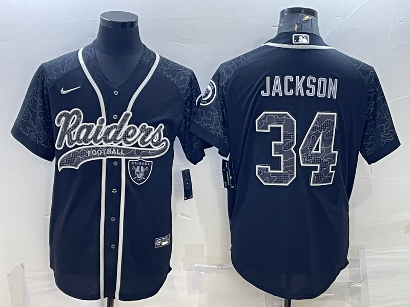 Men's Las Vegas Raiders Bo Jackson Black RFLCTV Limited Jersey Joint Edition football jersey product view 1