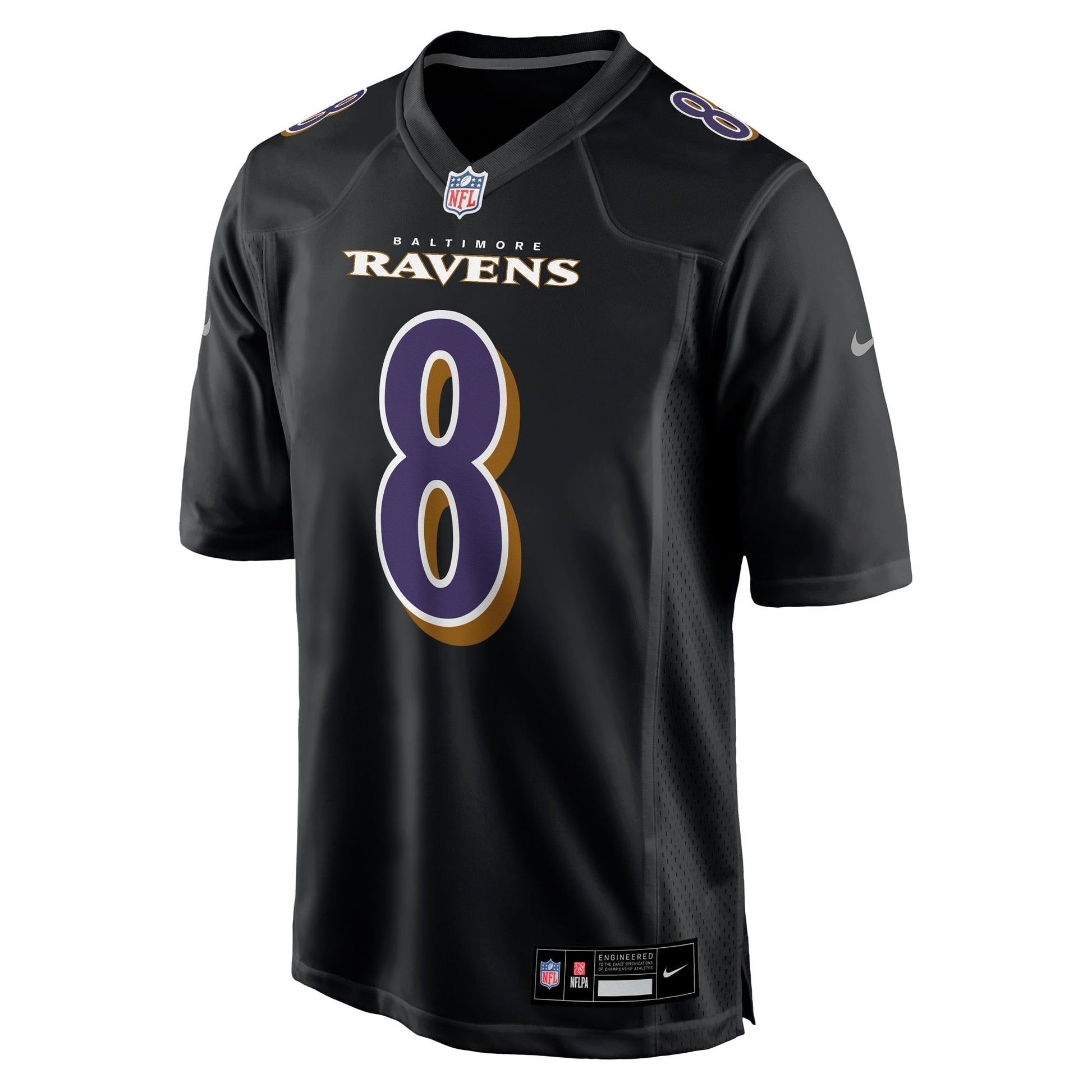 Lamar Jackson Baltimore Ravens Fashion Game Jersey - Black football jersey product view 2