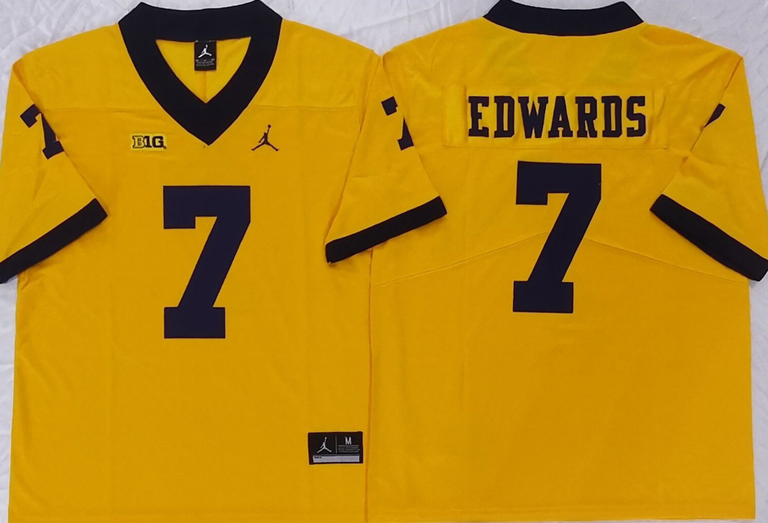 Men's Michigan Wolverines Donovan Edwards Yellow Player Game Jersey sports jersey product view 1
