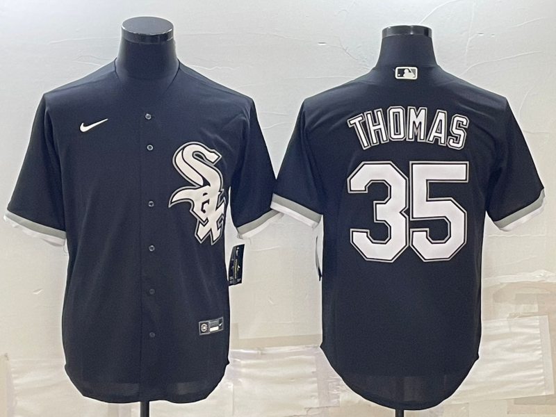 Men's Chicago White Sox Frank Thomas Black Replica Player Jersey baseball jersey product view 1
