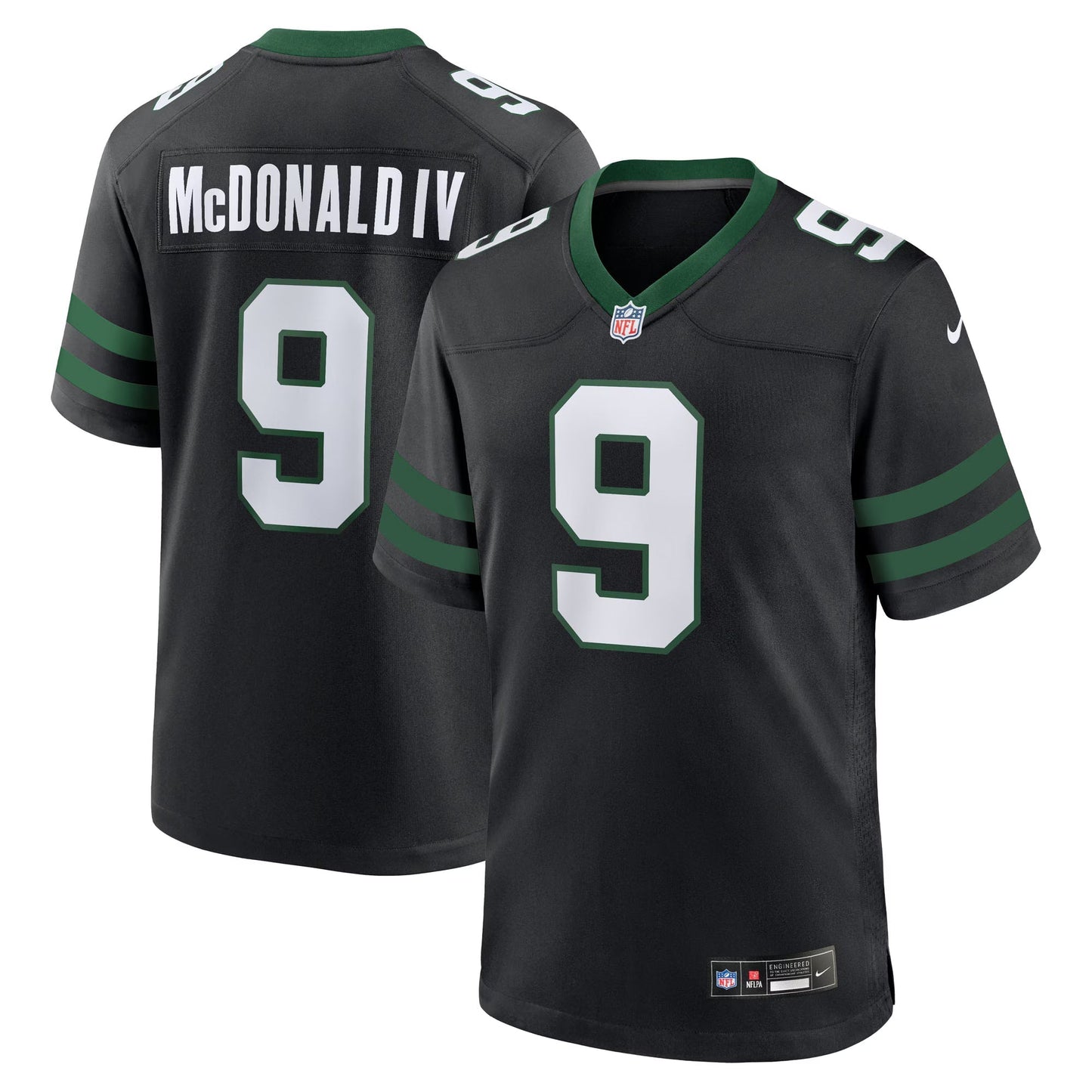 New York Jets Will McDonald IV Legacy Black Alternate Game Jersey football jersey product view 1