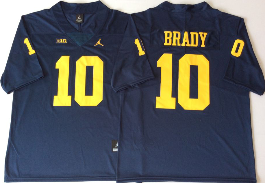 Men's Michigan Wolverines Tom Brady Navy Alumni Player Game Jersey sports jersey product view 1