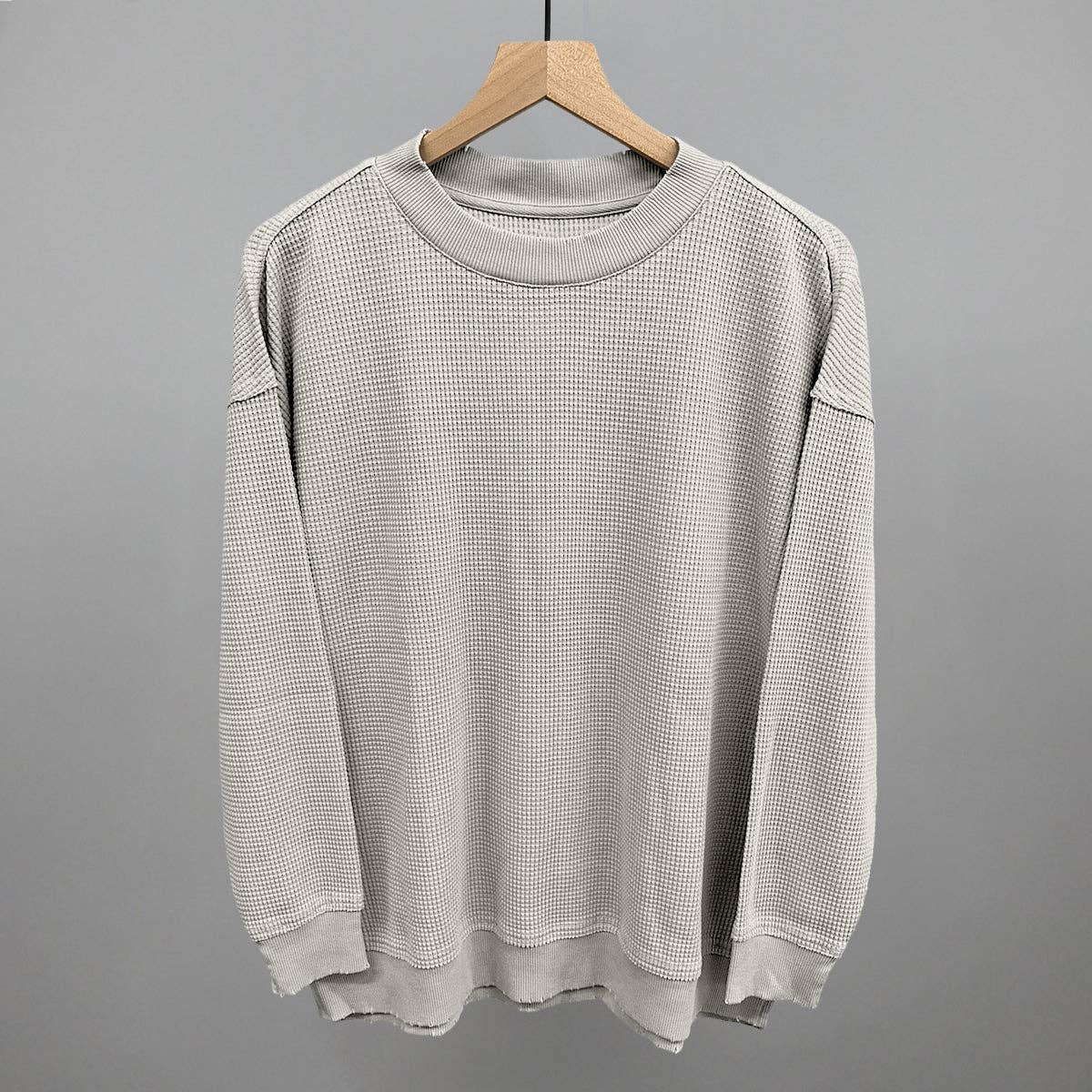 Stone Grey Relaxed Waffle Long Sleeve Unisex T-shirt, Sweatshirt, Hoodie, Long Sleeve Tee - T-Shirt, Sweatshirt, Hoodie