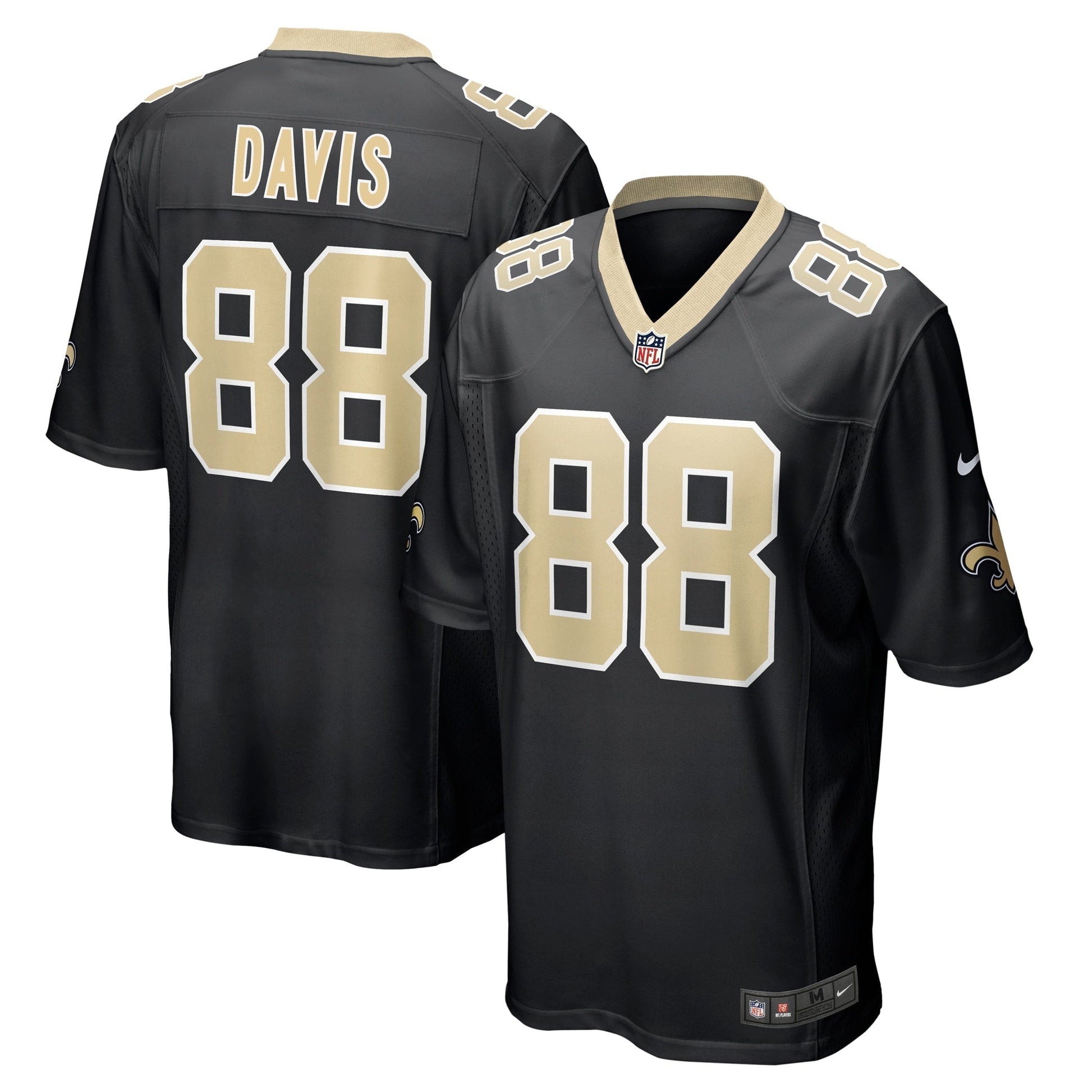 Shaquan Davis New Orleans Saints Game Jersey - Black football jersey product view 1