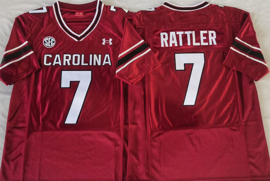Men's South Carolina Gamecock Spencer Rattler Maroon Player Game Jersey sports jersey product view 1
