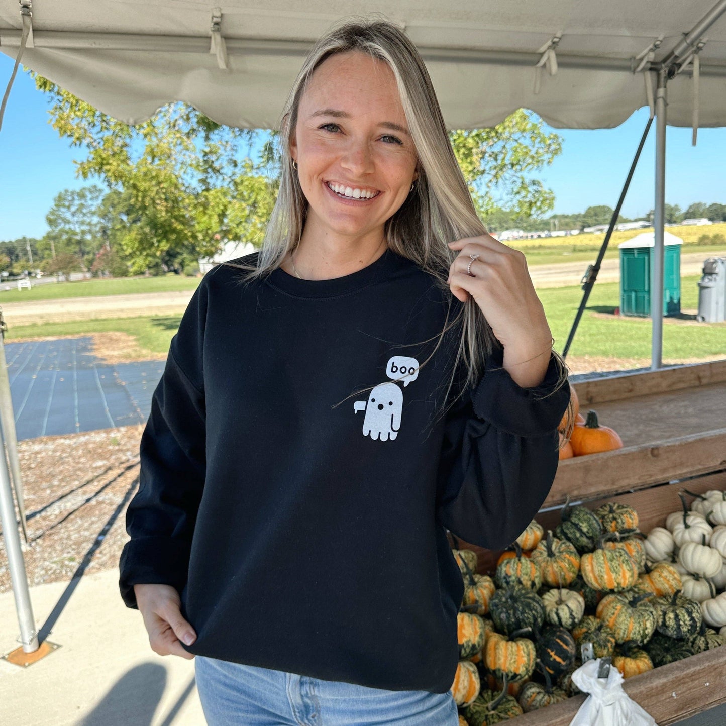 Boo Ghost (Left Chest) Unisex T-shirt, Sweatshirt, Hoodie, Long Sleeve Tee - T-Shirt, Sweatshirt, Hoodie