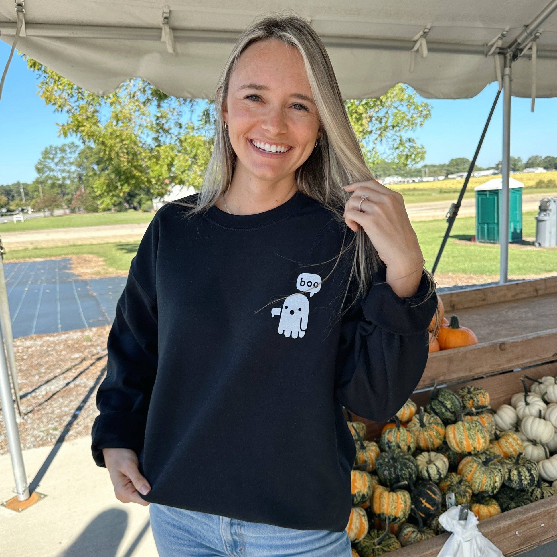 Boo Ghost (Left Chest) Unisex T-shirt, Sweatshirt, Hoodie, Long Sleeve Tee - T-Shirt, Sweatshirt, Hoodie