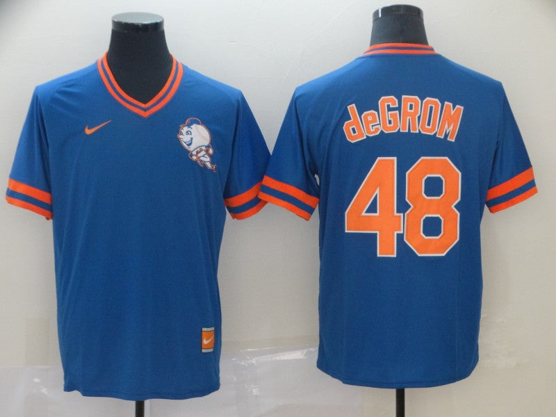 Men's New York Mets Jacob deGrom Blue Alternate Game Jersey baseball jersey product view 1