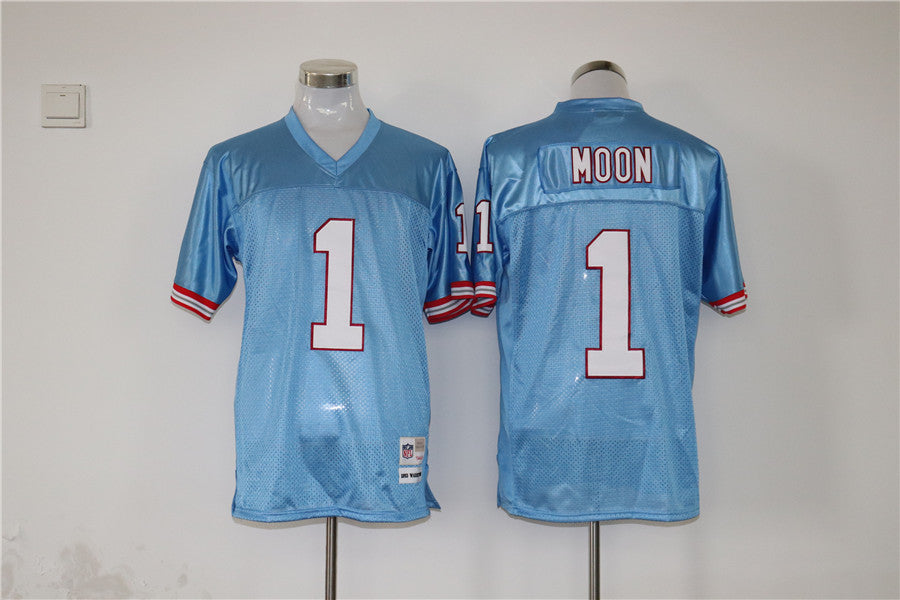 Men's Tennessee Oilers Warren Moon Light Blue Legacy Replica Jersey hockey jersey product view 1