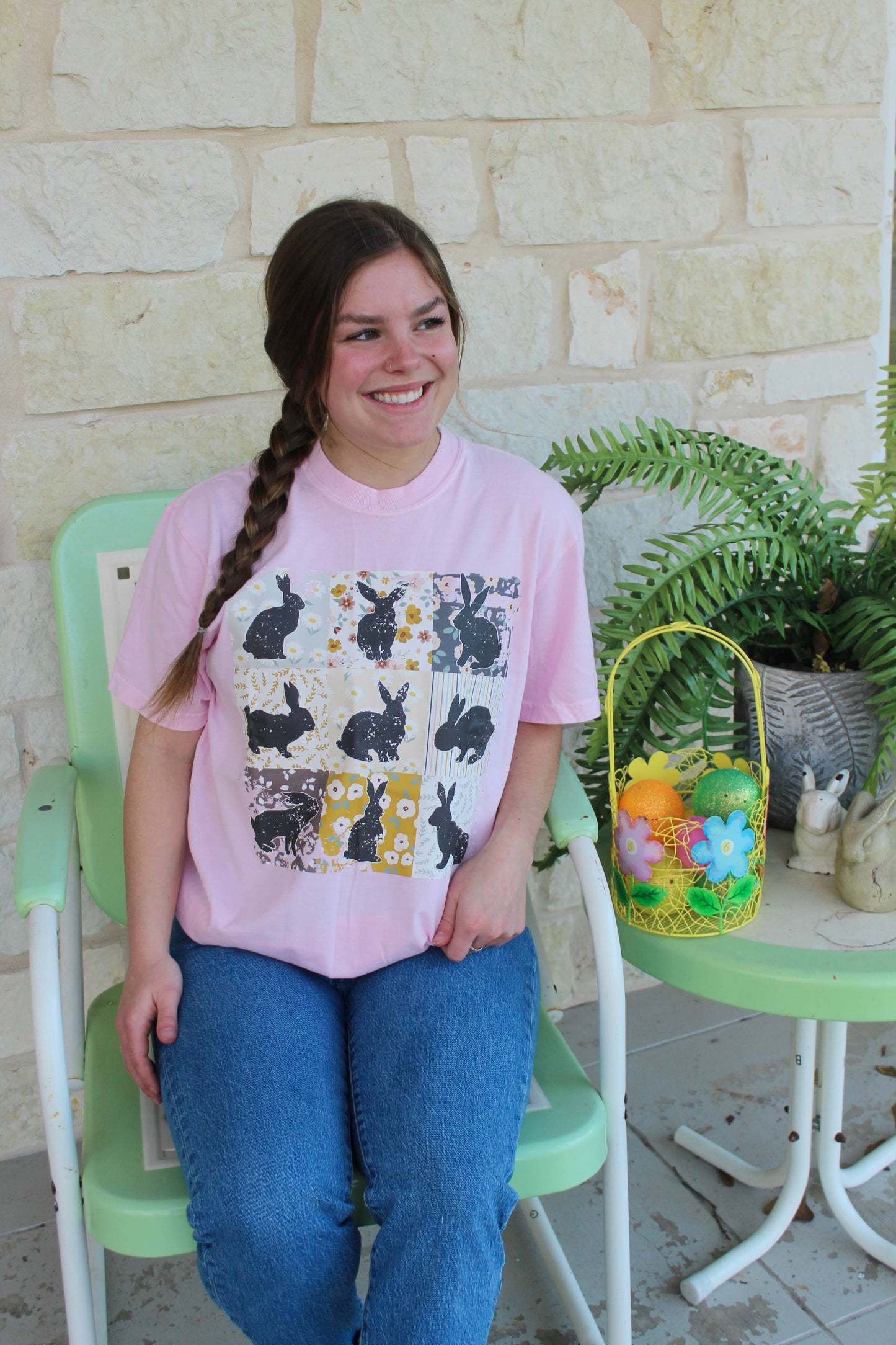 Patchwork Bunnies Graphic Tee Unisex T-shirt, Sweatshirt, Hoodie, Long Sleeve Tee - T-Shirt, Sweatshirt, Hoodie