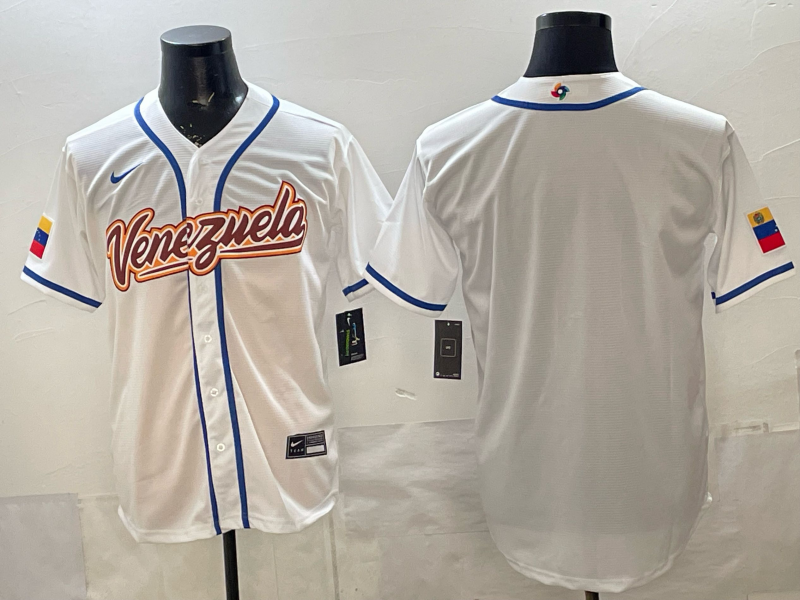 Men's Venezuela Baseball White 2026 World Baseball Classic Stadium Jersey baseball jersey product view 1
