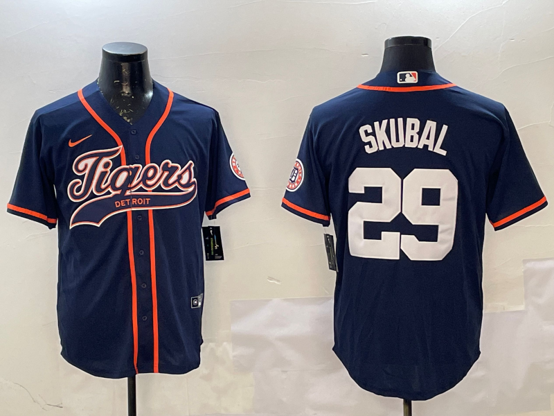 Men's Detroit Tigers Tarik Skubal Navy Player Jersey baseball jersey product view 1