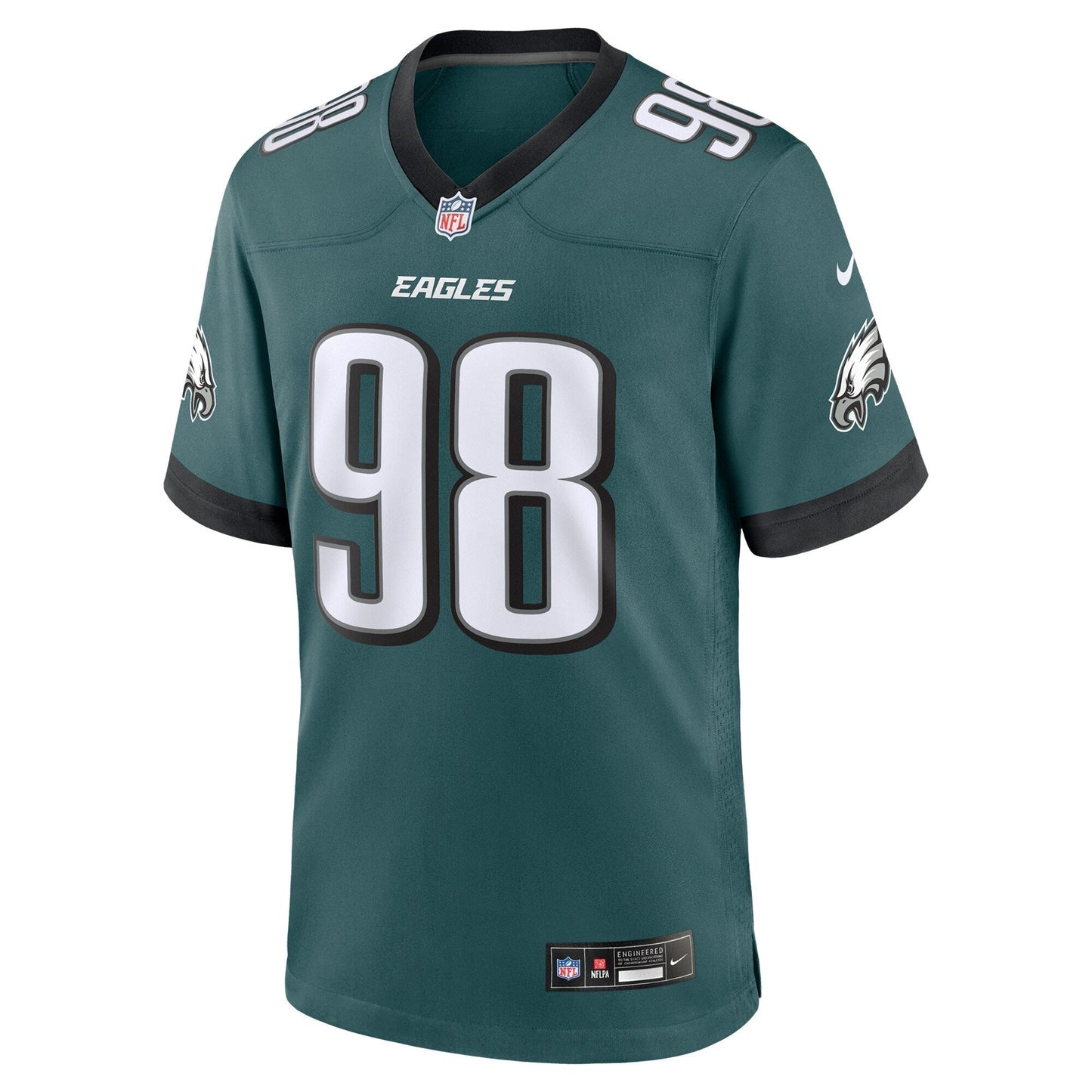 Jalen Carter Philadelphia Eagles Team Game Jersey - Midnight Green football jersey product view 2